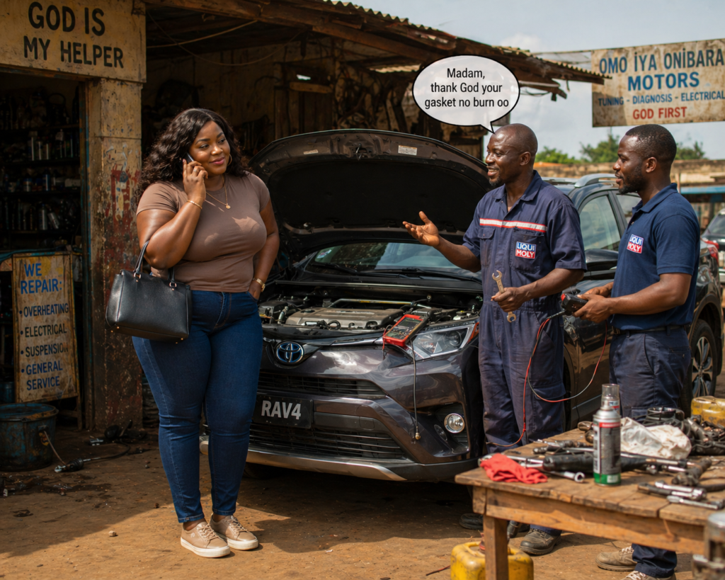 Nigerian Woman at Local Mechanic Repair Shop